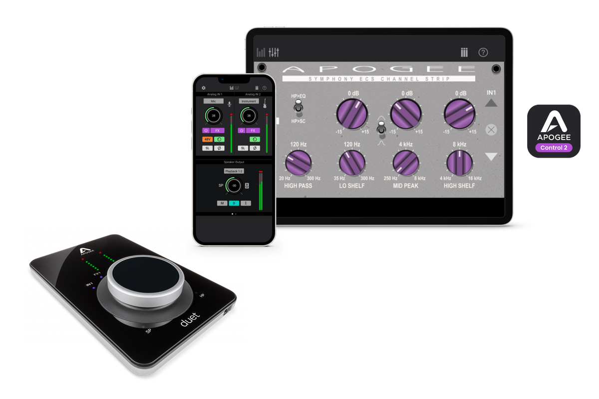 Apogee Electronics Duet 3にiPad & iPhoneアプリが登場。タッチスクリーンでモバイルレコーディングも楽々。