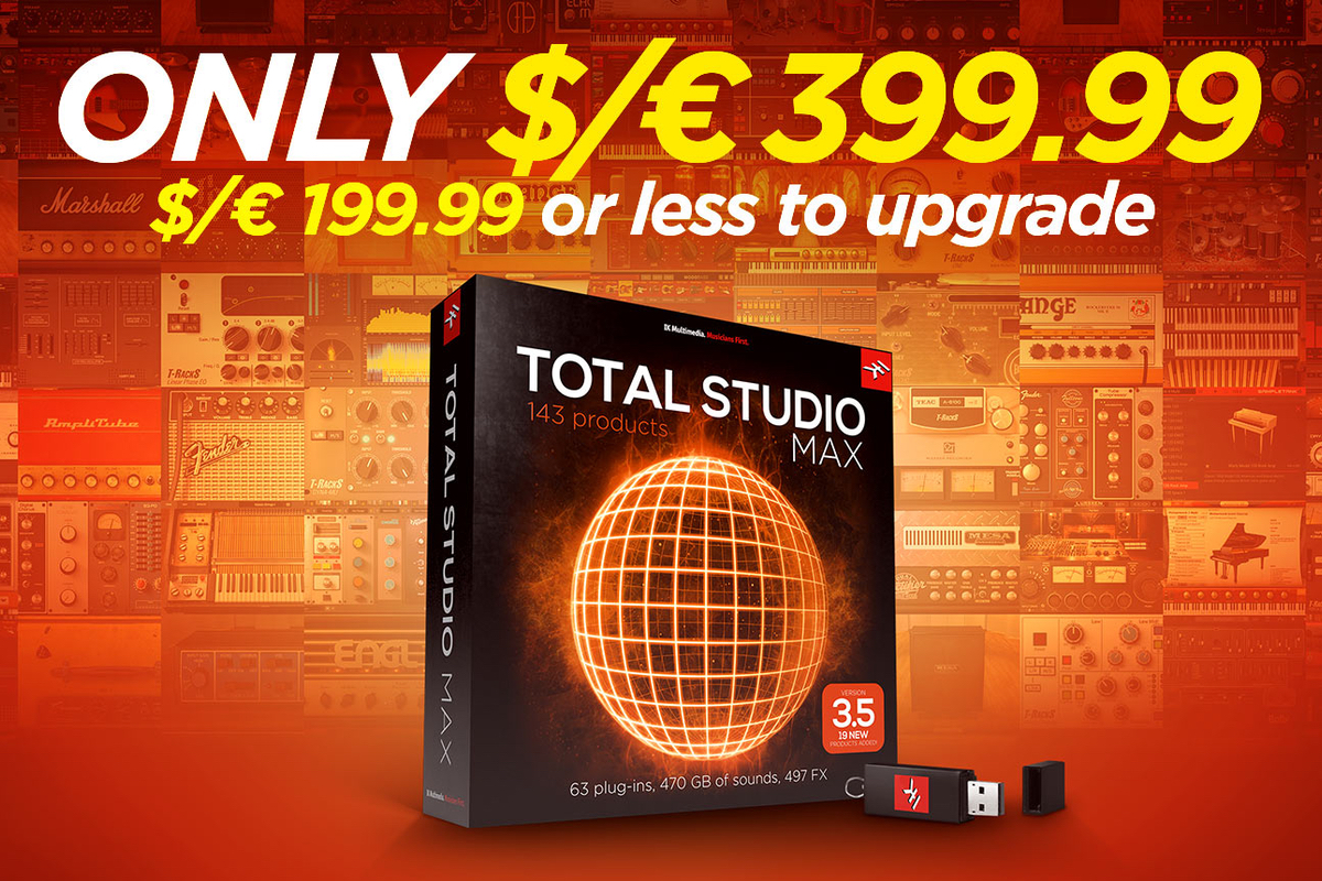 IK Multimediaのソフトウェアを網羅するTotal Studio 3.5 MAXが 期間限定最大約67%OFF！
